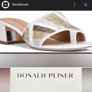 NEW Donald J. Pliner White and Gold Slide Sandals